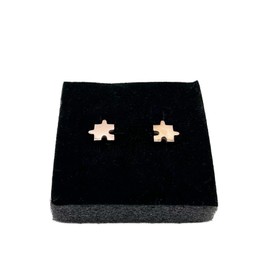 Tiny Rose Gold Jigsaw Puzzle Piece Stud Earrings (Stainless Steel) Miss Fit Boutique