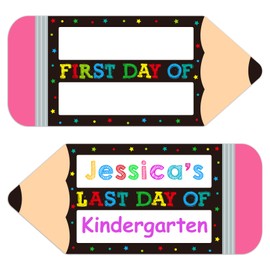 WaaHome First Day of School Sign Pencil Shape First and Last Day of School Board Double Sided My 1st Day of Preschool Kindergarten Chalkboard Sign for Kids Back to School Photo Prop Supplies