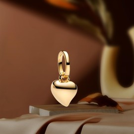 Annmors Gold Heart Mini Dangle Charm for 925 Sterling Silver Women Charm Bracelet Necklace Pendant