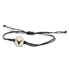 Stainless Steel Deer Charm Bracelet - Adjustable Black Cord - Nature's Graceful Symbol - Unisex Jewelry for Men & Women - Embrace the Gentle Spirit of the Majestic Deer
