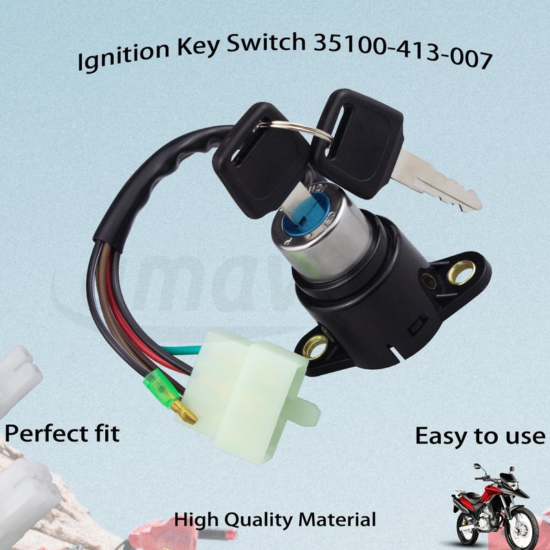 Amavoler 35100-413-007 Ignition Start Switch Lock Key Assembly Aftermarket Replacement