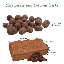 Unbranded 10 coconut shell bricks + 5LB clay pebbles, plant growing medium for hydroponics