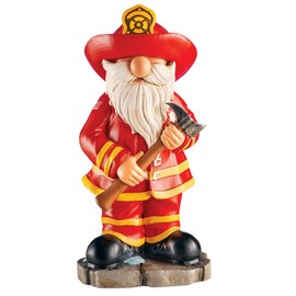 Collections Etc Hand-Painted Fireman Gnome Garden Stake