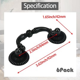 Savagrow 6pcs Vintage Drop-Down Bail Pull Handles 2.5" Hole Spacing Antique Black Down Bail Cabinet Pulls with Mounting Screws