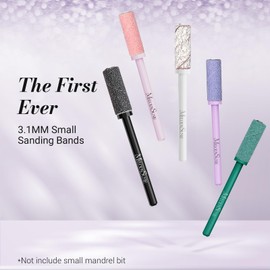 MelodySusie 120 Pcs Nail Drill Bits Small Sanding Bands for 3.1mm Mandrel Bit, 180 Fine Grit Nail File for Acrylic Nails Gel Manicures and Pedicure, Purple (Only Sanding Bands)