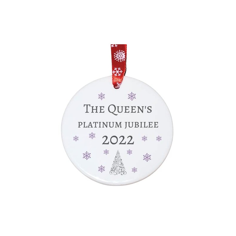 Second Ave Queens Platinum Jubilee 2022 White Ceramic Hanging Circle