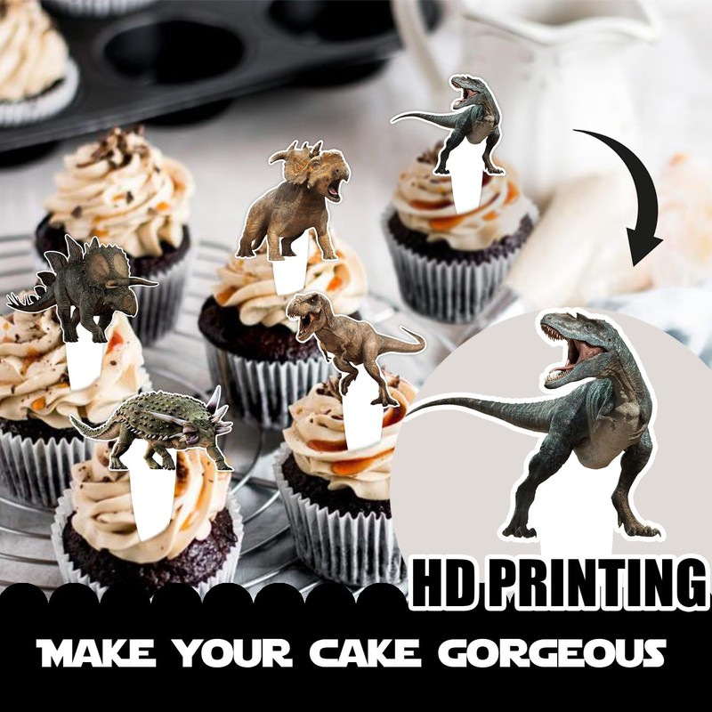 24pcs Dinosaur Dessert Cupcake Topper for Ancient Times Animal Theme
