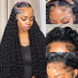 soHygge 32 Inch Deep Wave Lace Front Wigs Human Hair for Women 13x6 HD Lace Frontal Wigs Human Hair Pre Plucked Deep Curly Glueless Wigs Human Hair 200% Density with Baby Hair