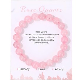 SONNYX 1PCS Crystal Stone Bracelets for Women Men Semi-Precious Gemstone Bracelets 8mm Round Beads Stretch Beaded Bracelet Jewelry, Stone, Cubic Zirconia