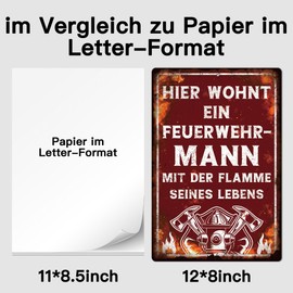 Putuo Decor 1 Piece Fire Engine Metal Tin Sign German Text Craft Vintage Plaque Wall Art Decor Gift for Friends Family Firefighters Grandpa Dad 7.9 x 11.8 Inches
