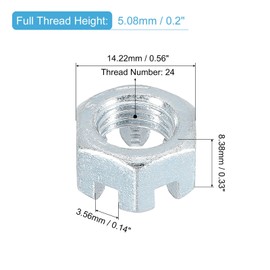 sourcing map 3/8-24 UNF Hexagon Slotted Nut, Grade 6.8 Zinc-Plated Carbon Steel Hex Nuts Good for Machinery Repairing, Silver, 8Pcs