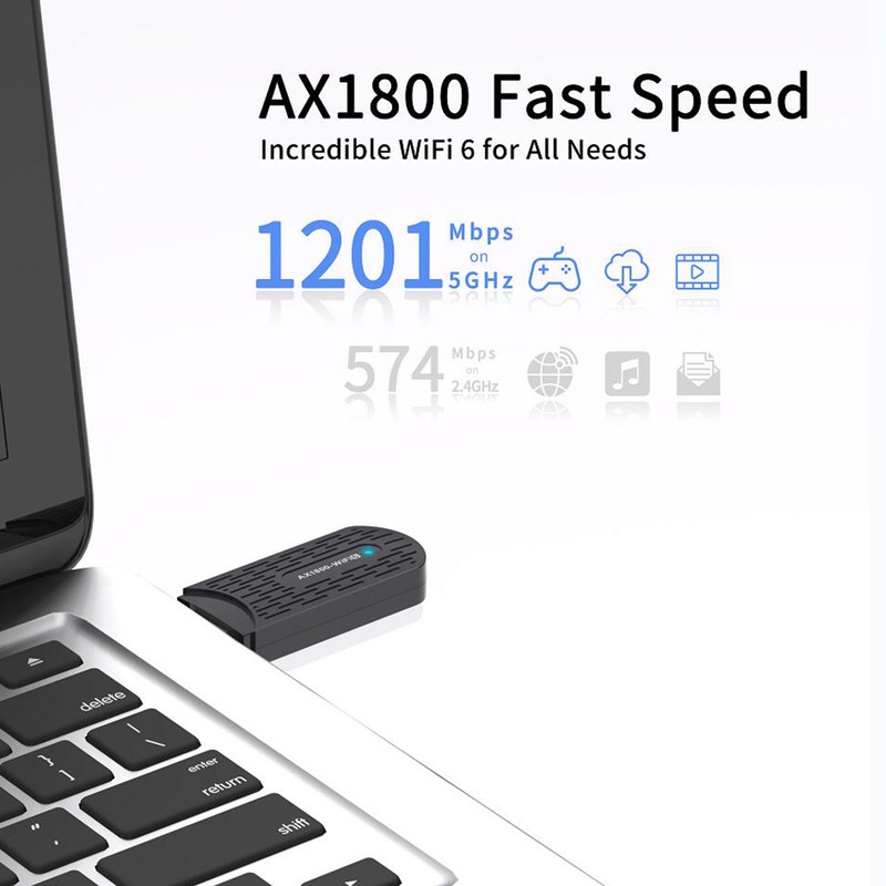 USB WiFi Adapter USB3.0 AX1800Mbps 2.4GHz 5Ghz High Gain Antenna