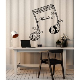 Vinyl Wall Decal Musical Notes Music School Piano Keyboard Stickers Mural Large Decor (g6414) Black