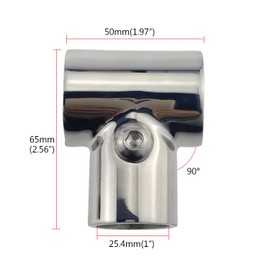 NRC&XRC Heavy Duty 316 SS Polished Boat Hand Rail Fitting- 90 Degree T/Tee Hinged/Split for 1" Tube
