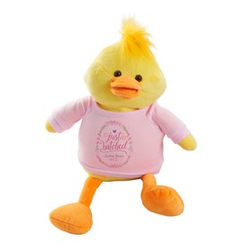Personalization Universe Just Hatched Quacking Plush Duck - Custom Name & Birth Date, Soft Baby Toy, Ideal Newborn Gift, Easter Basket Stuffer, New Baby Keepsake, First Easter - Pink