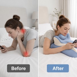 Memory Foam Prone Reading Pillow for Bed – Multi-Position Support Cushion with Removable Headrest & Washable Cover