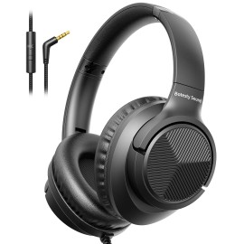 Botesty Sound Wired Over-Ear Headphones with Mic, Foldable, 3.5mm Plug, Black
