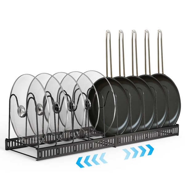 JOYART Pot and Pan Organizer, Expandable Pot Lid Organizer with