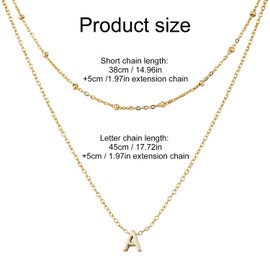 1pcs Initial Letter Necklace & 1pcs Short Chain, Fashion Gold-Plated Alphabet Necklace Layered Initial Necklaces Tiny Pendant Charm Choker Necklace for Women Jewelry (M)