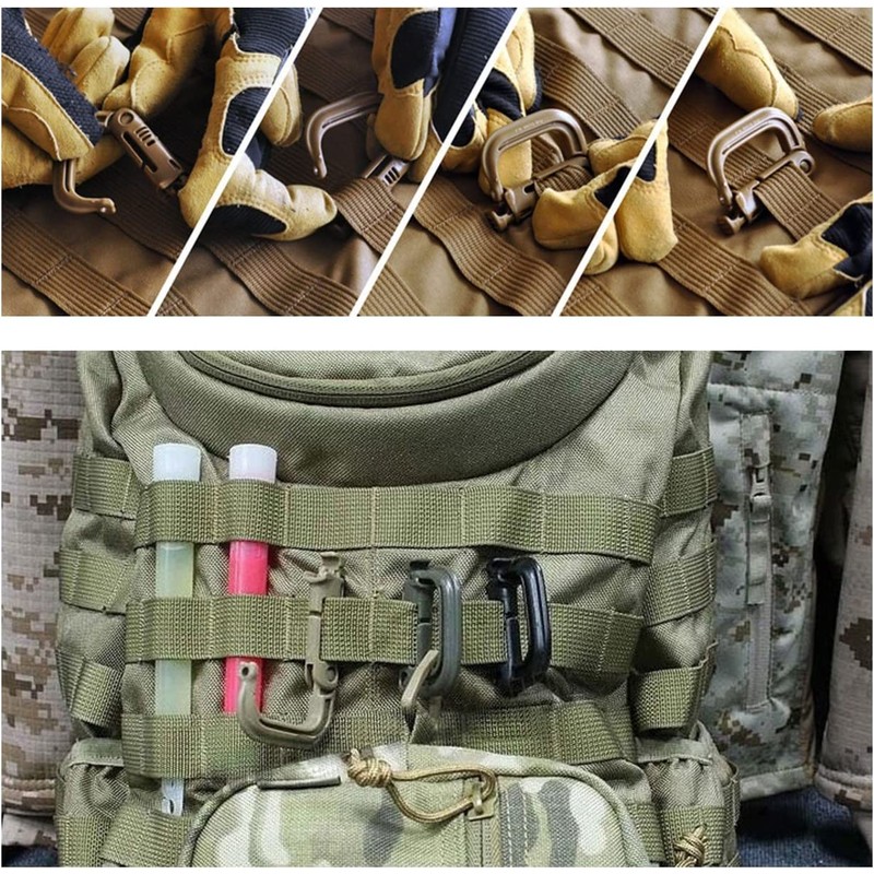 HOUSON Pack of 12 Carabiners, Molle Accessories D-shape Carabiner Plastic
