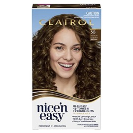 Clairol Nice 'N Easy Permanent Hair Colour 5G Natural Medium Golden Brown, 100% Grey Coverage, Natural Looking Hair Colour