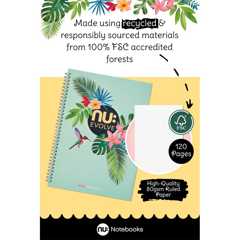 nu: Notebooks | Evolve Tropical Range | Recycled A4 Notebook