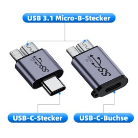 RULGOI USB C to Micro USB B Male Adapter Pack of 2, USB 3.1 OTG Adapter up to 10 Gbit/s Compatible with Toshiba, Seagate, WD, Galaxy S5 Note 3, HDD etc