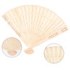 FEPITO 50 Pieces Wooden Handheld Paper Fan Wooden Folding Fans