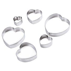 Heart Cookie Cutters, Stainless Steel, 6 Pack
