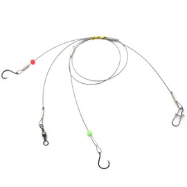 Circle Hook Rigs with 49 Strands Steel Leaders-Saltwater Surf Fishing Tackle Kit Heavy Duty Hooks 7 * 7 Strands Steel Wire with Nylon-Coating Leader… (1/0#)