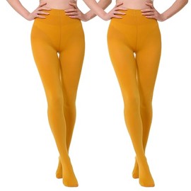 EVERSWE 2 Pairs Pack Women's Opaque Tights (XXL-3XL, Goldenrod)