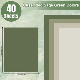 Generic AnyDesign 40 Sheet 8.5 x 11 Inch Sage Green Thick Paper Card Stock 4 Colors Paper Cards Colored Scrapbook Paper for Prints DIY Arts Crafts Making School Office Home Supplies, 65lb