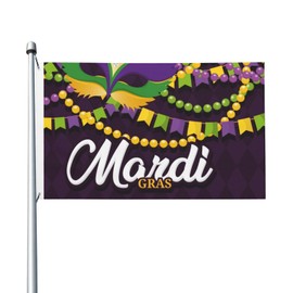 Mardi Gras 2024 Carnival Holiday Outdoor Banner 3x5 Ft Double Sided Outdoor Flag With Flag Grommets Yard House Flags Party Farmhouse Décor Banner