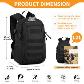 Selighting 12L/20L Military Backpack Waterproof Tactical Hiking Backpack for Camping Trekking Outdoor