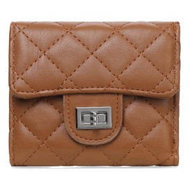 GOIACII Women's Small Soft Leather Wallet, Short Format Purse with 8 Card Slots and Zip Coin Compartment Wallet, dark brown, Minimalist