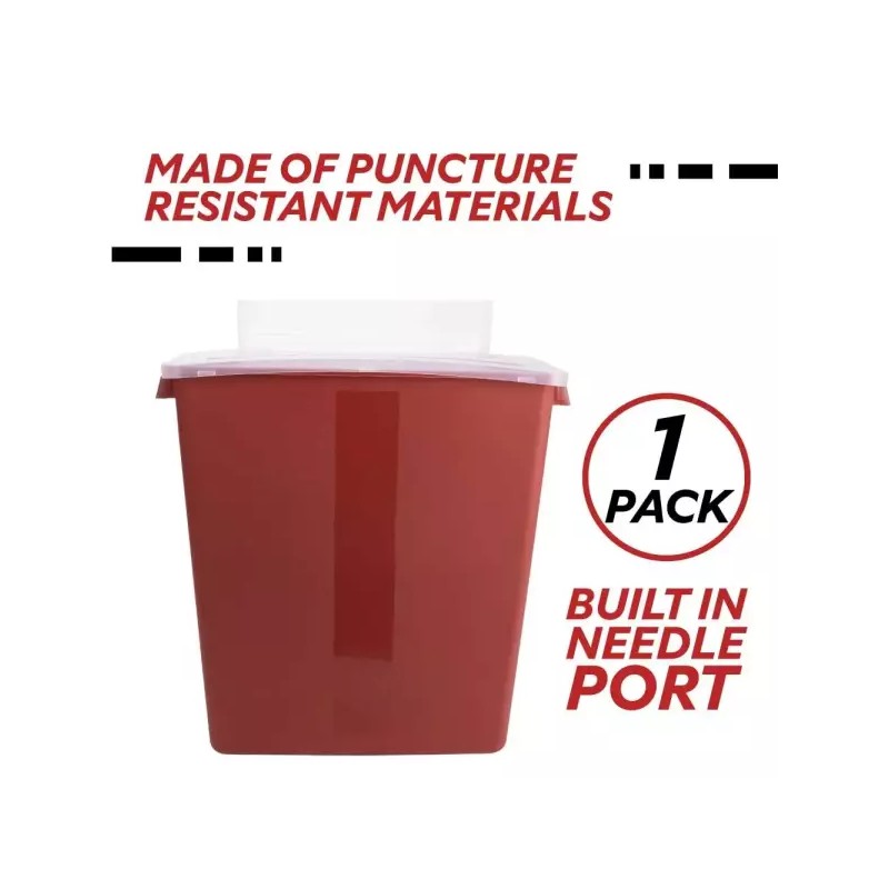 Rubbermaid 메데겐 샤프 컨테이너 3갤런 빨간색/검정색 큰 비틀림 경로 뚜껑
