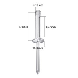 Wensilon (200 pcs) Tri-Fold Rivets Assortment 3/16 * 5/8，Tri Grip Rivets，Aluminum Blind Rivets Tri Grip Boat Kayak Rivets,Trifold Rivets，Bulb Style Rivets
