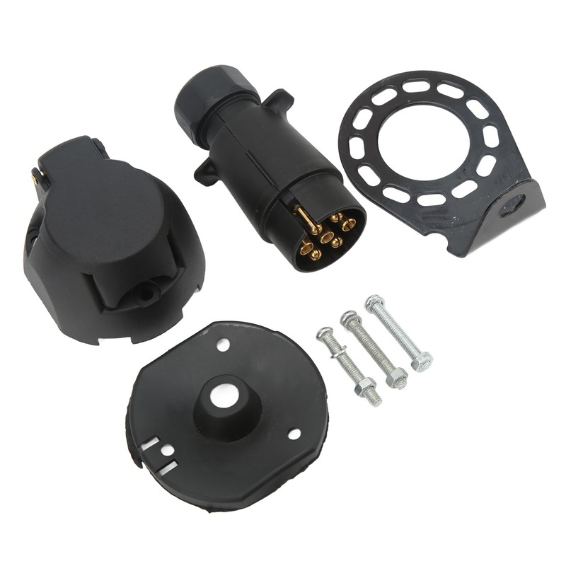 7 Pin Trailer Plug Socket with Gasket Bracket Kit Wiring