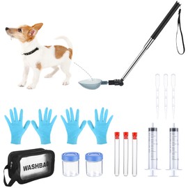 Kanayu 17 Pcs Dog Urine Collector Dog Urine Collection Pack, Include Telescopic Dog Urine Sample Catcher, Urine Sample Cups, Pipettes, Vials and Syringe for Pet Pregnancy Pee Test, Veterinary Supplies