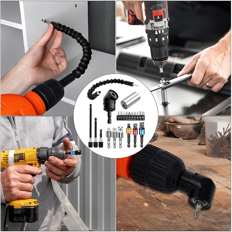 Tietoc Stocking Stuffers for Men, 22PCS Flexible-Drill-Bit-Extension Set Christmas for