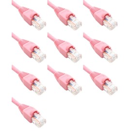 RiteAV 3 Ft (3ft) Cat5e Ethernet Network Patch Cable (10 Pack) Pink