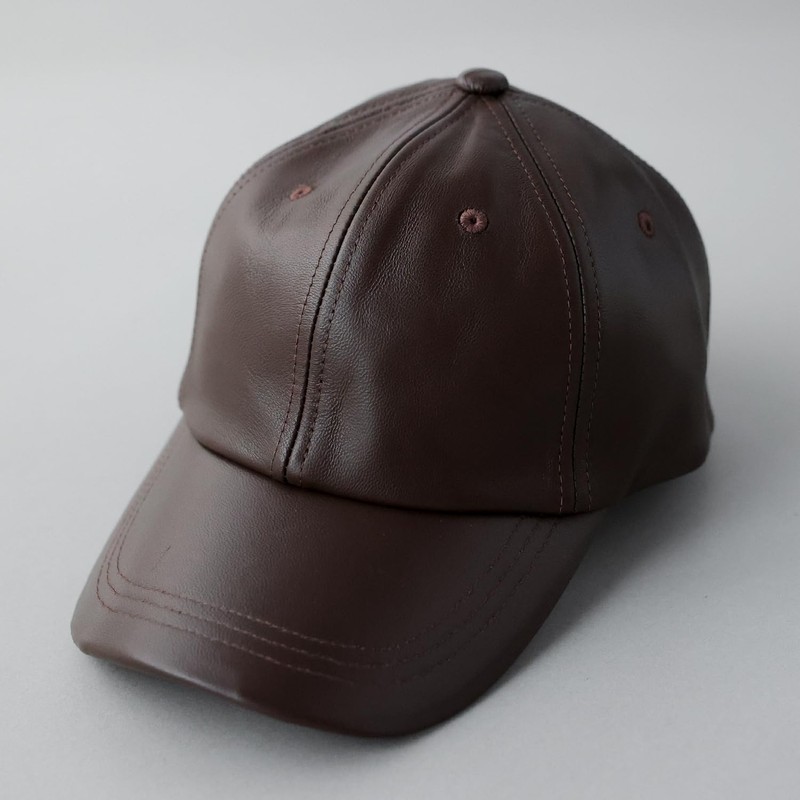 ReqHatter Genuine Leather Leather Low Cap Hat 6 Panel Cap