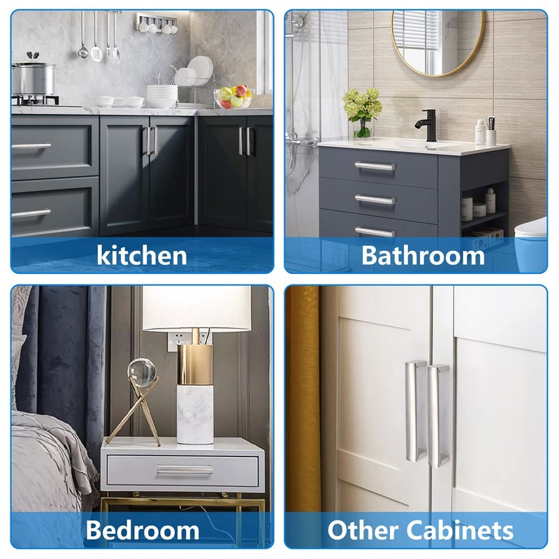 FULGENTE 10 Pack 6-1/5" (160mm) Kitchen Cabinet Handles and Pulls