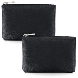 2 Pack Leather Zipper Coin Purse,Portable Change Wallet,Coin Pouch with Zipper for Men Women,Small Pouch Change Purse Coin Bag,Mini Coin Pocket Pouch Change Holder for Men Women(black)