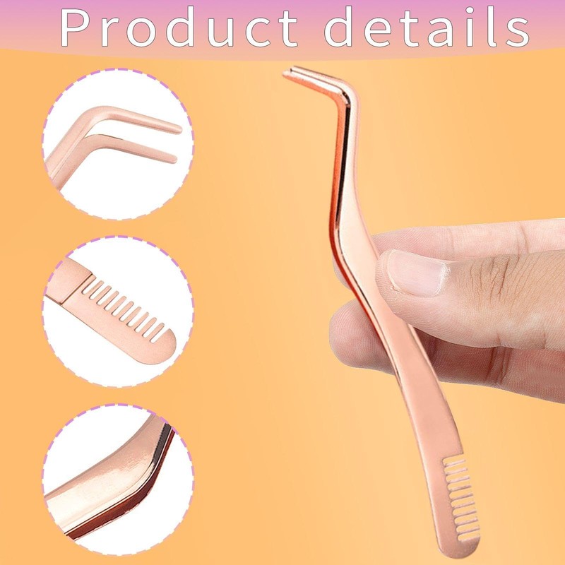 3 Pieces with Comb Tweezers, Grafted Eyelash Tools, Stainless Steel