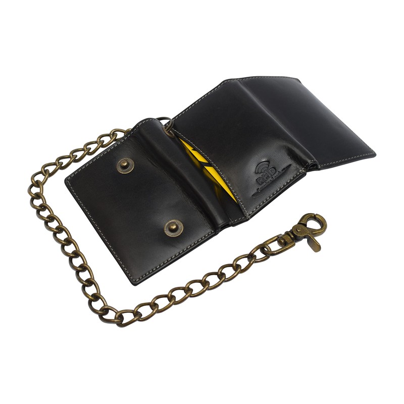 CAZORO RFID Blocking Men's Tri-fold Vintage Biker Vintage Buffalo Leather