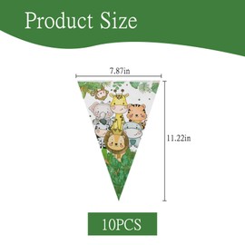 Jungle Safari Banners Animals Theme Party Decorations 2.5M Animal Birthday Bunting with 20cm Triangle Flags for Baby Shower Anniversary Zoo Party Supplies