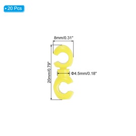 PATIKIL MTB Bike Brake Cable Clasp, 20pcs Rotatable Bicycle S-Hook Style Clip Cross Line Brake Gear Housing Cable Hose Guide for MTB Bicycle Road, Yellow