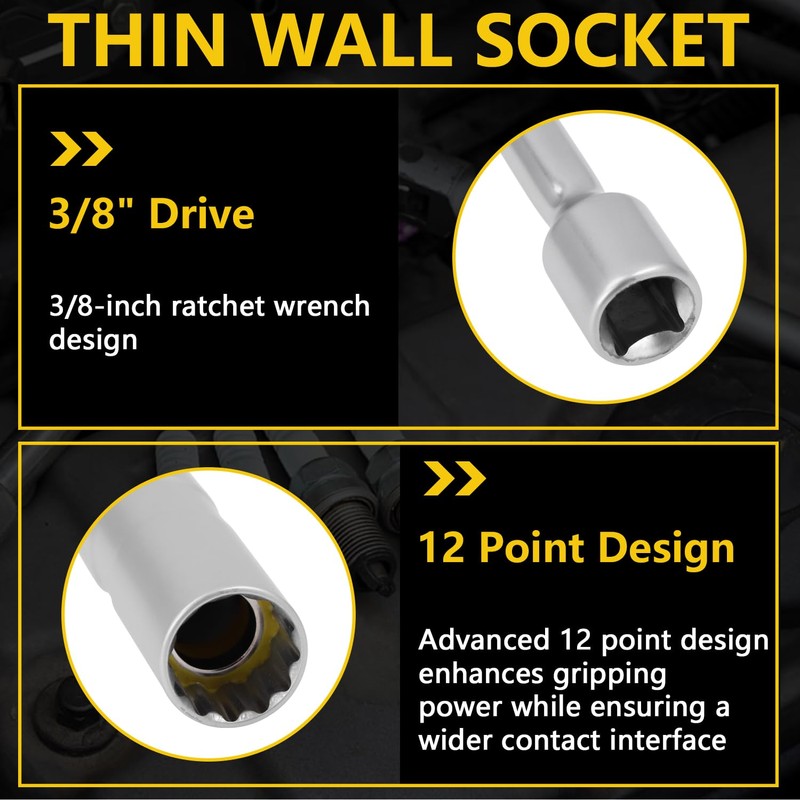 HNeekyr 5/8" (16mm) Extended Spark Plug Socket, 3/8-Inch Drive 12