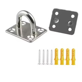Lagogia 304 Stainless Steel M8 Eye Plate, 8mm Quadrate Ceiling Wall Hooks, Seat Cord Pull Loop Quadrate Door Clasp, Suitable for Marine Yoga Hammock Swing Applications, Pack of 4